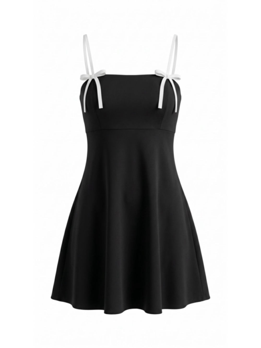 Alice + Olivia Morgan Babydoll Mini Dress Black Bow Satin Crepe Size 8